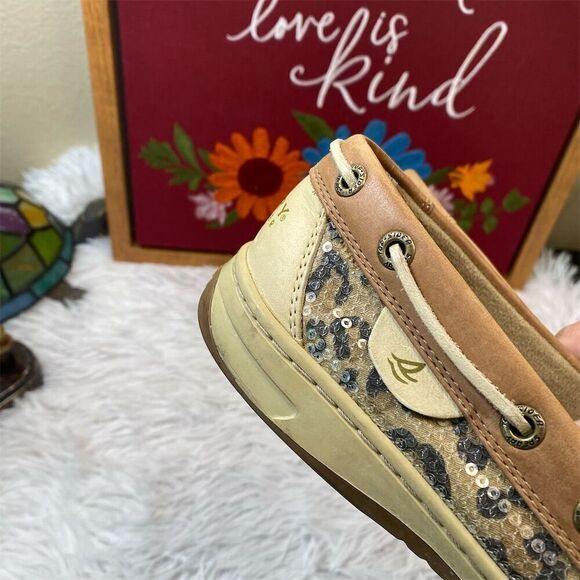 Sperry Angelfish Leopard Jacquard Slip-On Boat Shoes Women's Size 8.5 - Picture 4 of 10